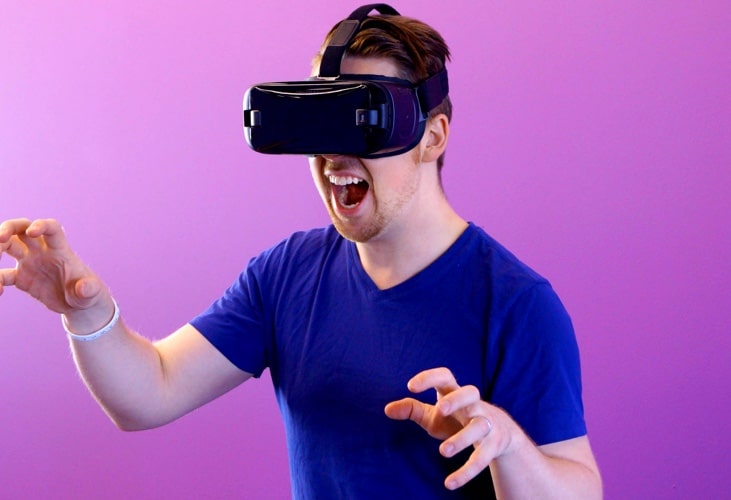 A man wearing a VR headset